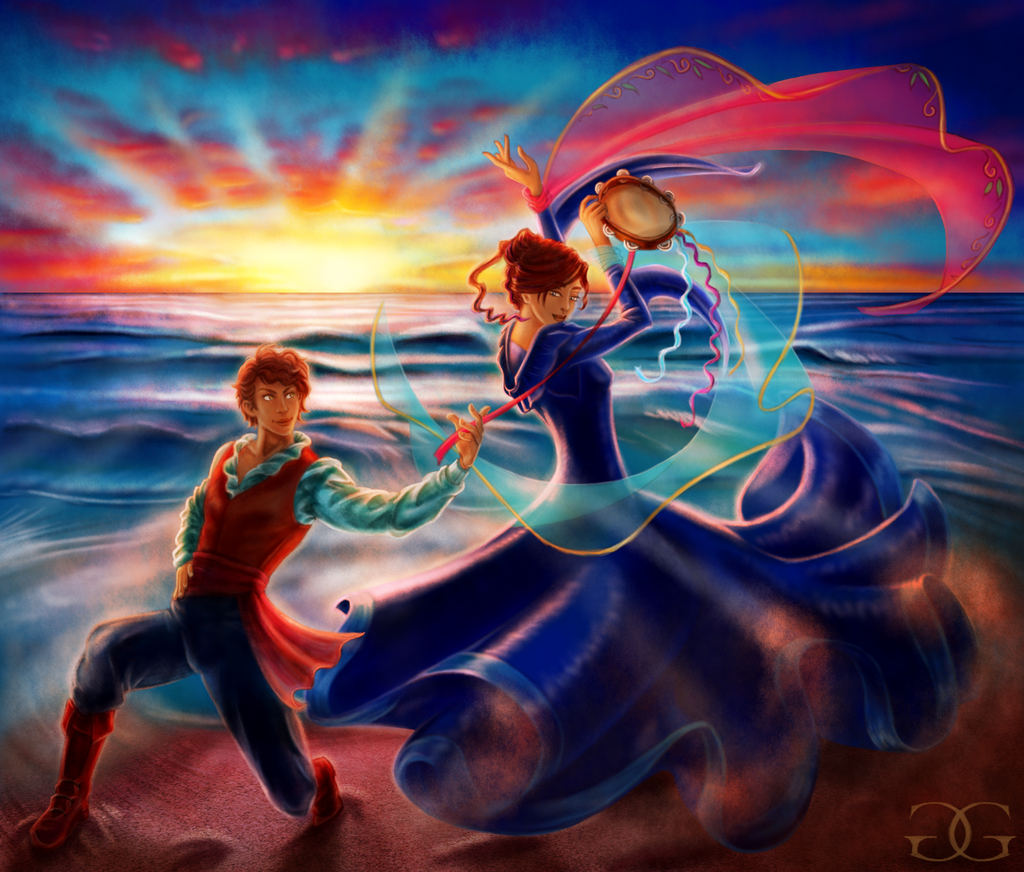 Gabriel et Tillynea qui dansent sur la plage. Ma personnage de rôle-play qui vibre d'une partie de moi !